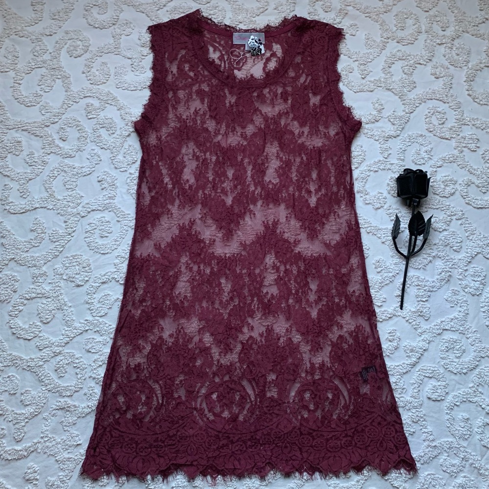 Red Silk Blend Lace dress small Pretty Angel